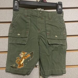 Vintage Kids Disney Tigger Fishing Cargo Shorts Green Infant Baby Sz‎ 3-6 Months